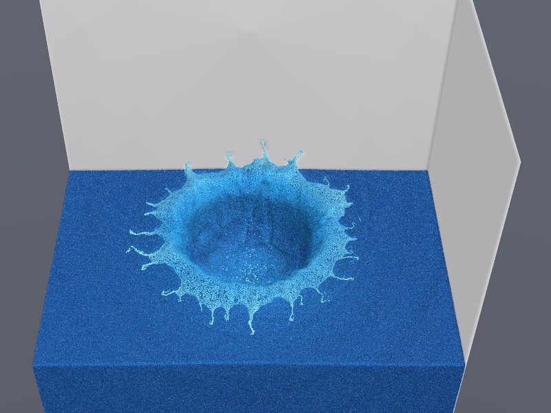 Water drop simulated with the PIC/FLIP reference